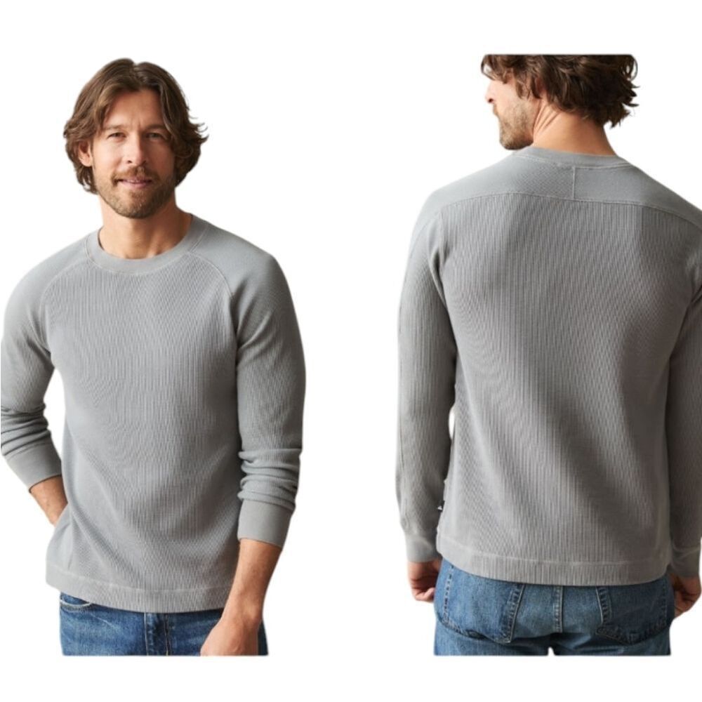 NEW American Giant Thermal Long Sleeve Crew Tee Sharkskin Grey Size 2XL